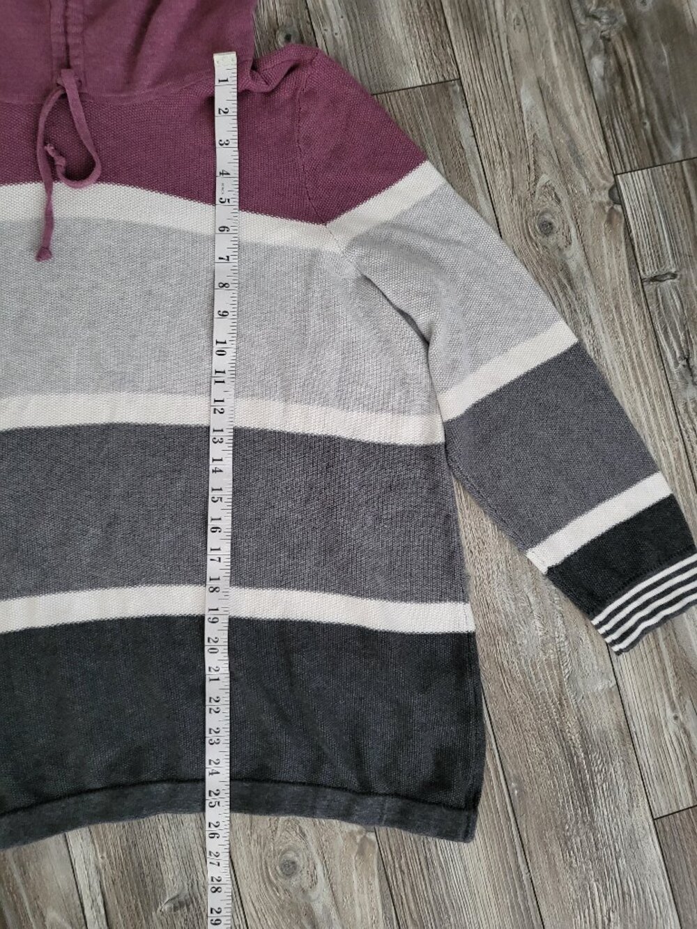 Colorblock Ruched Cowl Neck Striped Knit Sweater 2X - Picture 3 of 11